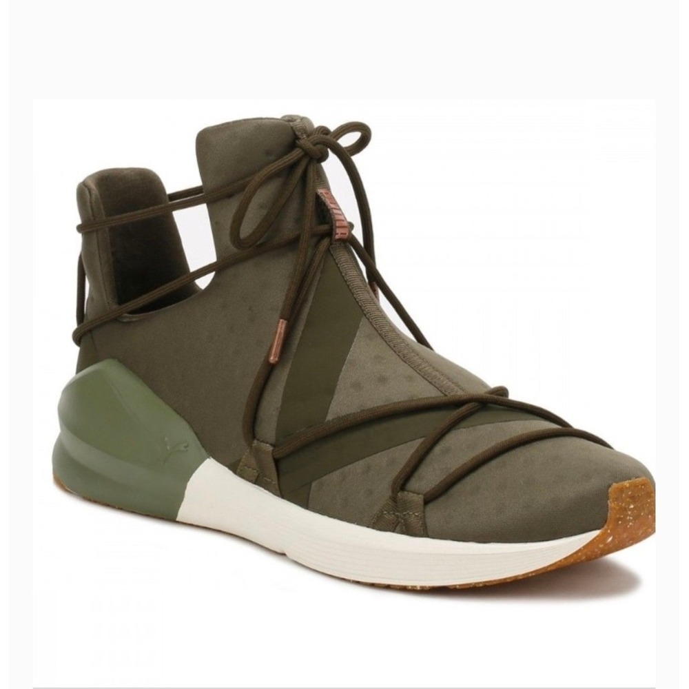 Puma Fierce Rope Women Olive Green White High Top Athletic Training Sneakers